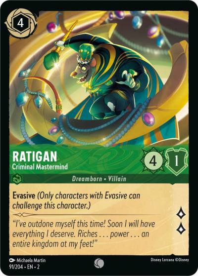 Ratigan Criminal Mastermind 91/204 Rise of the Floodborn Lorcana card