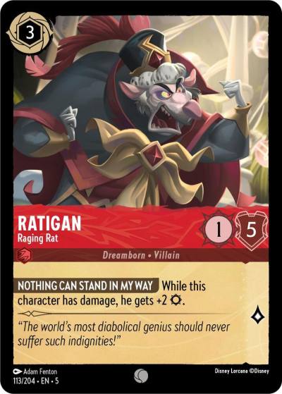 Ratigan Raging Rat 113/204 Shimmering Skies Lorcana card