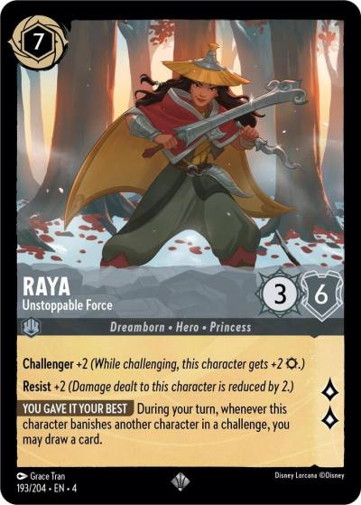 Raya Unstoppable Force 193/204 Ursula's Return Lorcana card