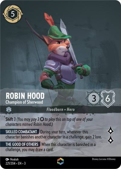Robin Hood Champion of Sherwood Enchanted 221/204 Into the Inklands Lorcana card
