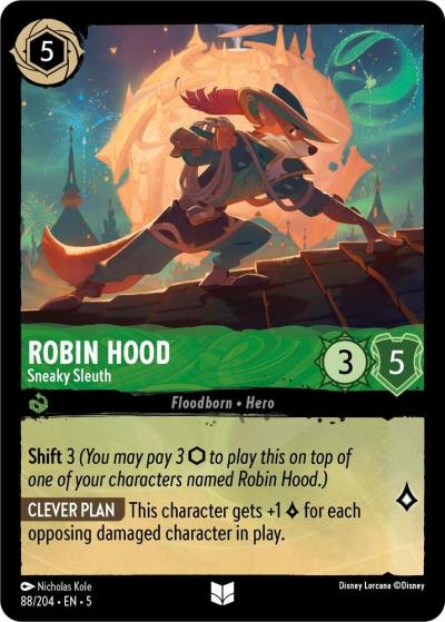 Robin Hood Sneaky Sleuth 88/204 Shimmering Skies Lorcana card