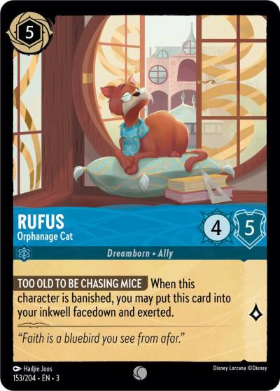 Rufus Orphanage Cat 153/204 Into the Inklands Lorcana card