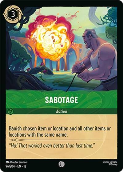 Sabotage 96/204 Wilds Unknown Lorcana card