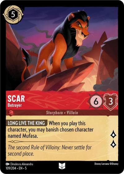 Scar Betrayer 109/204 Shimmering Skies Lorcana card