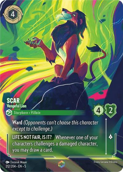 Scar Vengeful Lion Enchanted 212/204 Shimmering Skies Lorcana card