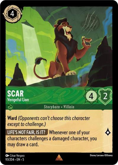 Scar Vengeful Lion 93/204 Shimmering Skies Lorcana card