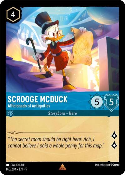Scrooge McDuck Afficionado of Antiquities 140/204 Shimmering Skies Lorcana card