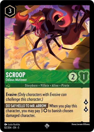 Scroop Odious Mutineer 82/204 Shimmering Skies Lorcana card