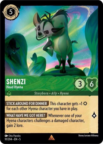 Shenzi Head Hyena 91/204 Shimmering Skies Lorcana card
