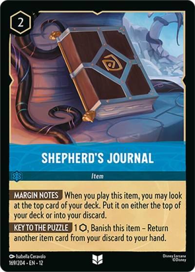 Shepherd's Journal 169/204 Wilds Unknown Lorcana card