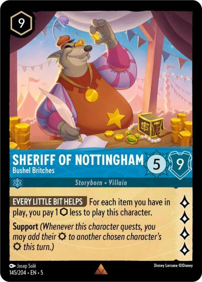 Sheriff of Nottingham Bushel Britches 145/204 Shimmering Skies Lorcana card