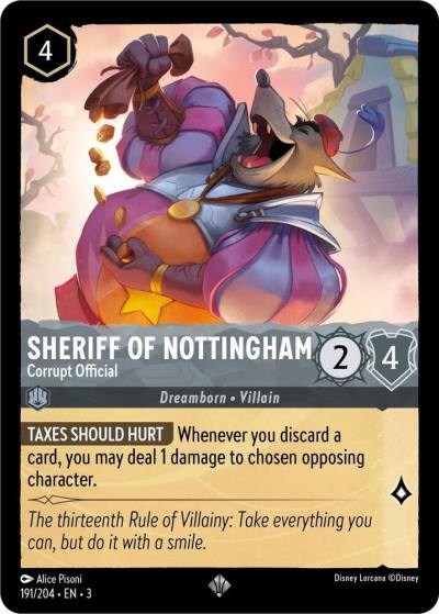 Sheriff of Nottingham Corrupt Official 191/204 Into the Inklands Lorcana card