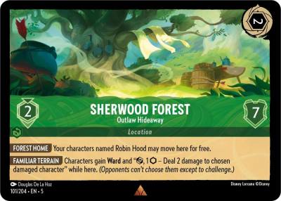 Sherwood Forest Outlaw Hideaway 101/204 Shimmering Skies Lorcana card
