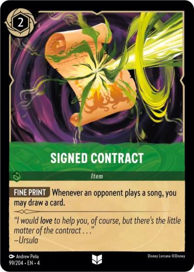 Signed Contract 99/204 Ursula's Return Lorcana card