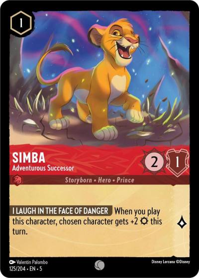 Simba Adventurous Successor 125/204 Shimmering Skies Lorcana card