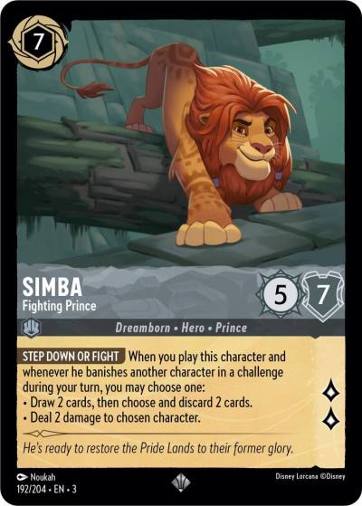 Simba Fighting Prince 192/204 Into the Inklands Lorcana card