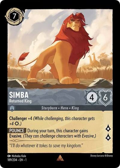 Simba Returned King 189/204 The First Chapter Lorcana card