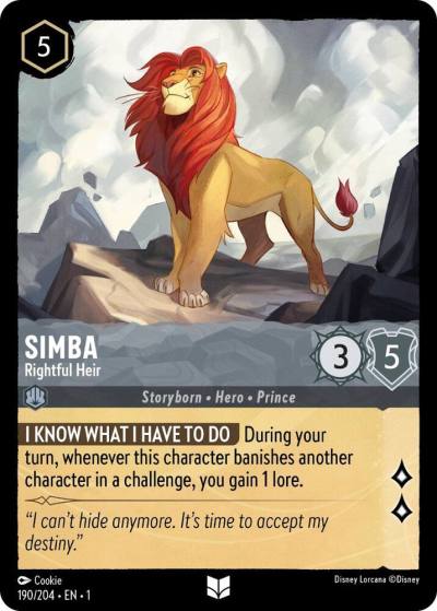 Simba Rightful Heir 190/204 The First Chapter Lorcana card