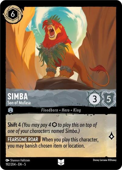 Simba Son of Mufasa 192/204 Shimmering Skies Lorcana card