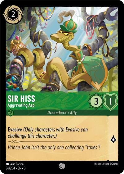 Sir Hiss Aggravating Asp 86/204 Into the Inklands Lorcana card