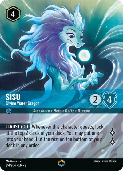 Sisu Divine Water Dragon Enchanted 214/204 Rise of the Floodborn Lorcana card
