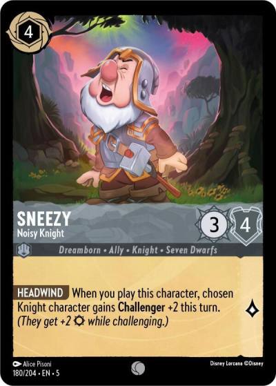 Sneezy Noisy Knight 180/204 Shimmering Skies Lorcana card