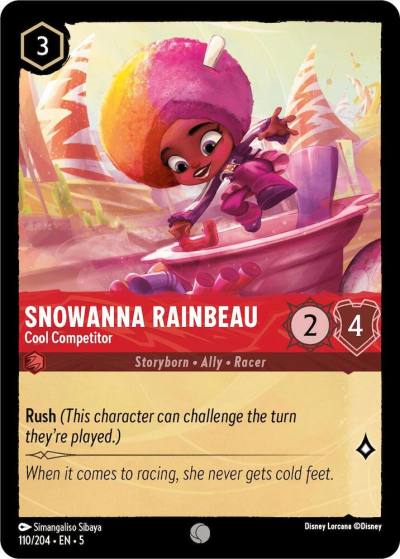 Snowanna Rainbeau Cool Competitor 110/204 Shimmering Skies Lorcana card
