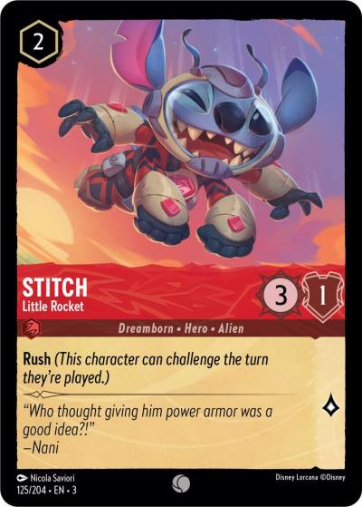 Stitch Little Rocket 125/204 Into the Inklands Lorcana card