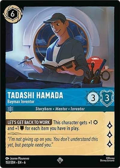 Tadashi Hamada Baymax Inventor 153/204 Azurite Sea Lorcana card