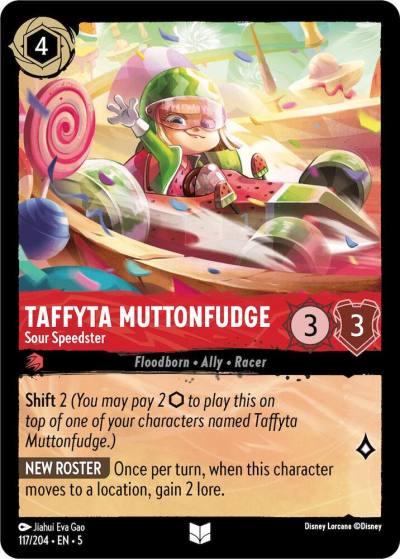 Taffyta Muttonfudge Sour Speedster 117/204 Shimmering Skies Lorcana card