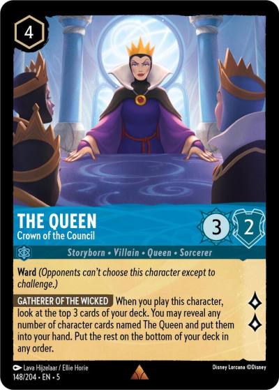 The Queen Crown of the Council 148/204 Shimmering Skies Lorcana card