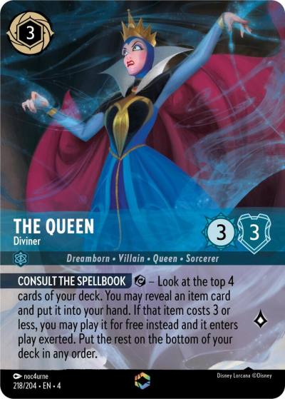 The Queen Diviner Enchanted 218/204 Ursula's Return Lorcana card