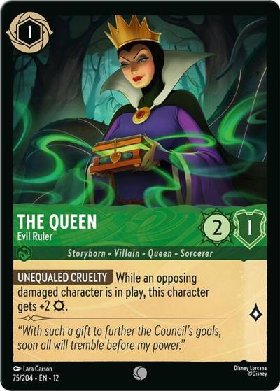 The Queen Evil Ruler 75/204 Wilds Unknown Lorcana card