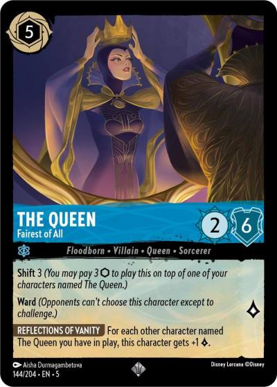 The Queen Fairest of All 144/204 Shimmering Skies Lorcana card