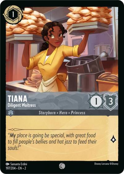 Tiana Diligent Waitress 197/204 Rise of the Floodborn Lorcana card