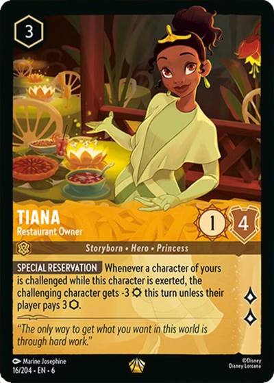 Tiana Restaurant Owner 16/204 Azurite Sea Lorcana card