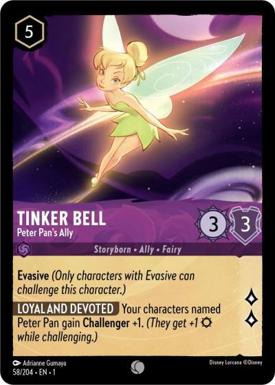 Tinker Bell Peter Pans Ally 58/204 The First Chapter Lorcana card