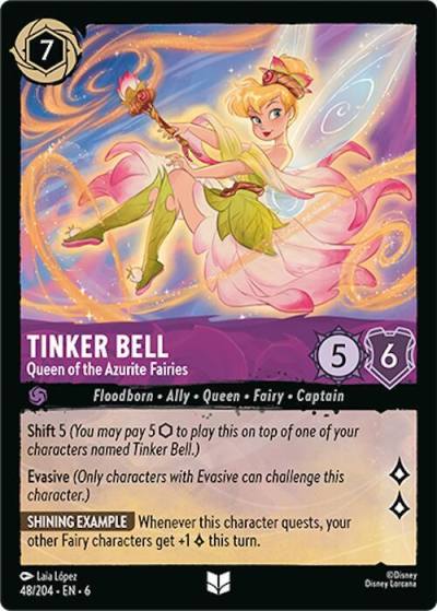 Tinker Bell Queen of the Azurite Fairies 48/204 Azurite Sea Lorcana card