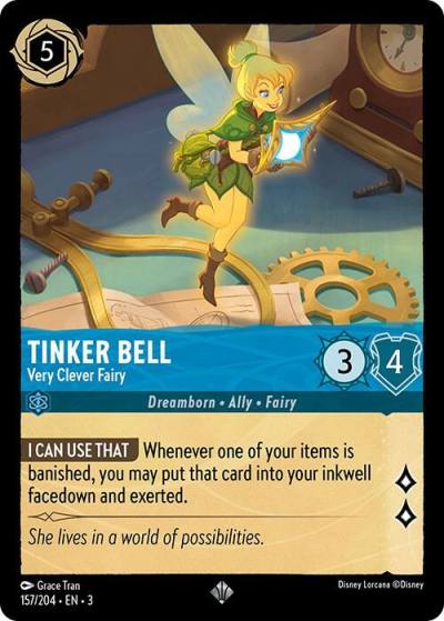Tinker Bell Very Clever Fairy 157/204 Into the Inklands Lorcana card