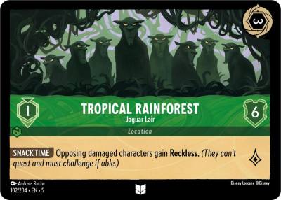 Tropical Rainforest Jaguar Lair 102/204 Shimmering Skies Lorcana card