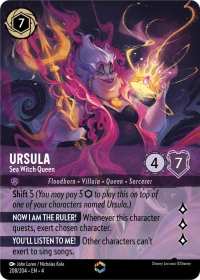 Ursula Sea Witch Queen Enchanted 208/204 Ursula's Return Lorcana card
