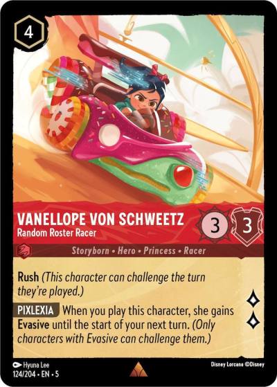 Vanellope von Schweetz Random Roster Racer 124/204 Shimmering Skies Lorcana card