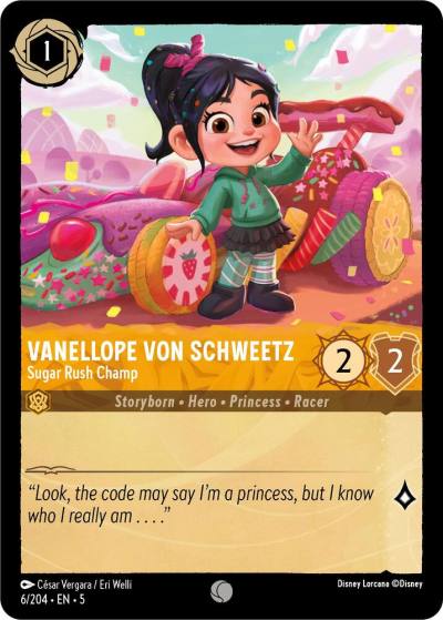 Vanellope von Schweetz Sugar Rush Champ 6/204 Shimmering Skies Lorcana card