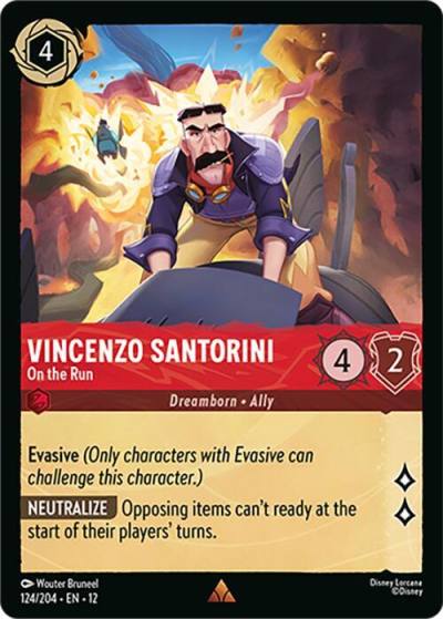 Vincenzo Santorini On the Run 124/204 Wilds Unknown Lorcana card