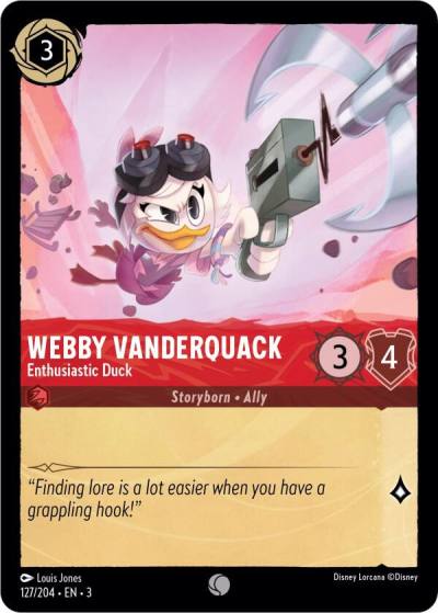 Webby Vanderquack Enthusiastic Duck 127/204 Into the Inklands Lorcana card