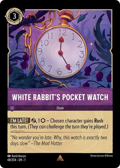 White Rabbits Pocket Watch 68/204 The First Chapter Lorcana card