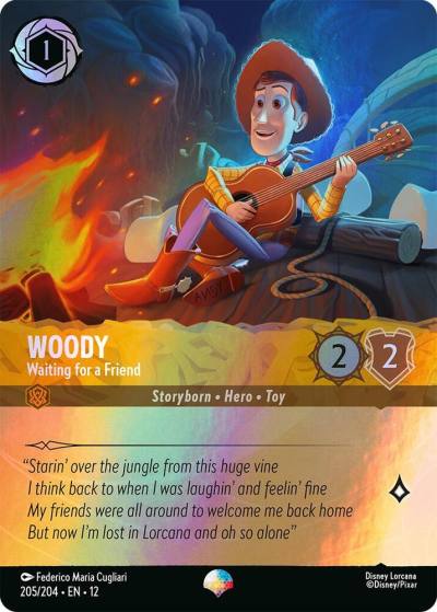 Woody Waiting for a Friend (Epic) 205/204 Wilds Unknown Lorcana card
