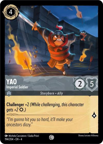 Yao Imperial Soldier 194/204 Ursula's Return Lorcana card