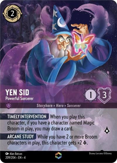 Yen Sid Powerful Sorcerer Enchanted 209/204 Ursula's Return Lorcana card
