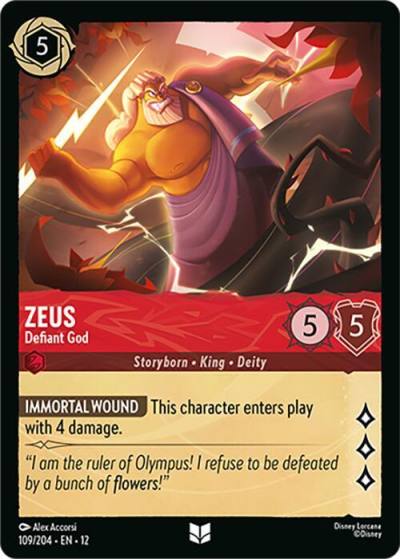 Zeus Defiant God 109/204 Wilds Unknown Lorcana card